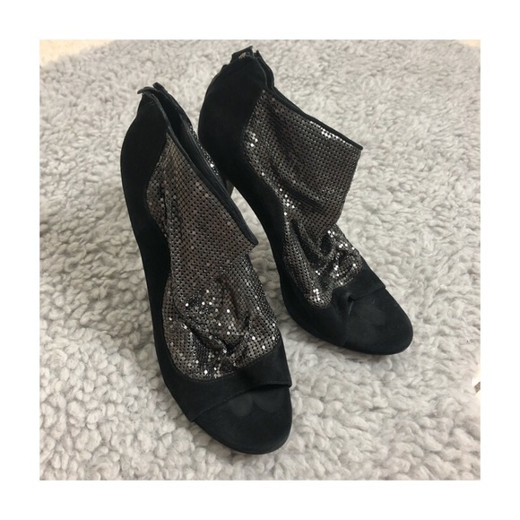 elizabeth & james black suede metallic stilettos - Picture 2 of 6
